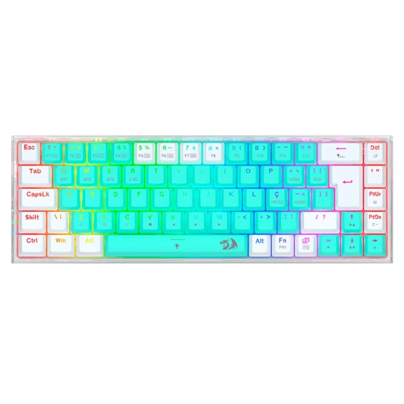 Teclado mecânico gamer Redragon Castor Pro RGB branco com menta