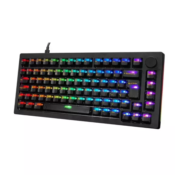 TECLADO GAMER AKKO 5075S ABNT2 PRETO SWITCH VREAM YELLOW