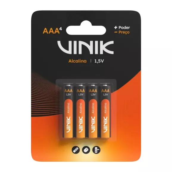 Pilhas Alcalinas Vinik AAA 1,5V c/4 VP3AB4A