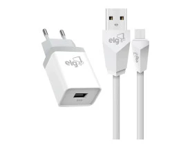 Kit carregador ELG com cabo USB-C branco 1mt KTC10WC