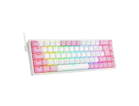 TECLADO MECANICO GAMER REDRAGON K631WP-RGB CASTOR BRANCO COM ROSA