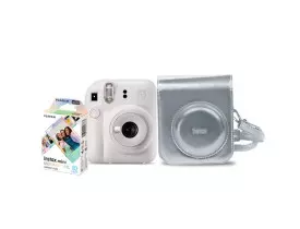Kit CÃ¢mera Instax Mini 12 Branca com Bolsa e 10 Filmes Macaron