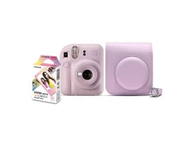 Kit Câmera Instax Mini 12 Lilás com Bolsa e 10 Filmes Macaron