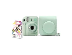 Kit Câmera Instax Mini 12 Verde com Bolsa e 10 Filmes Macaron