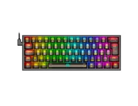 TECLADO MECANICO GAMER REDRAGON K617 FIZZ CLEAR RGB PRETO 