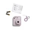 Itens inclusos com a Câmera Instantânea Instax Mini 12 Fujifilm Lilás Candy 