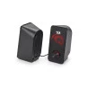 Parte frontal e traseira da caixa de som Redragon 2.0.5