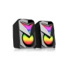 Parte frontal de duas caixas de som gamer Redragon 2.0 Toccata colorida