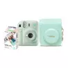 Kit CÃ¢mera Instax Mini 12 Verde com Bolsa e 10 Filmes Macaron