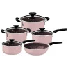 Jogo de panelas Tramontina Tunis rosa com revestimento ceramico 5 peças 28799411