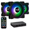 Kit Coolers 3 unidades Aerocool Saturn 12 Pro ARGB+ Hub + Control 